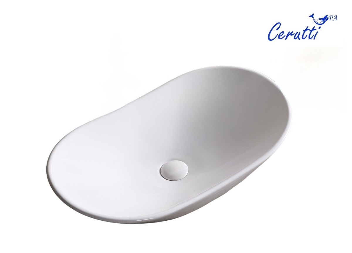 Раковина накладная Ceruttispa CR7031B овальная, белая, 64х36х14 см