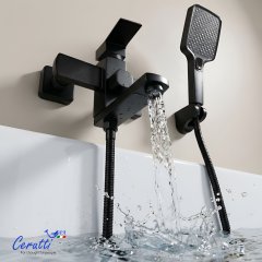 Смеситель для ванны с коротким изливом Ceruttispa КЛЕЛИЯ VMB (CLELIA VMB) из нержавеющей стали, цвет матовый черный