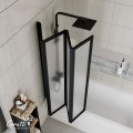 Шторка для ванны CeruttiSPA БУНА (Bouna) BF, четырехсекционная, матовое стекло, черный профиль, 130х140 см