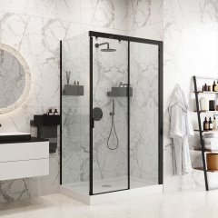 Душевое ограждение Cerutti SPA MARBELLA 120B R, 80х120 см, без поддона, в правый угол, черный профиль