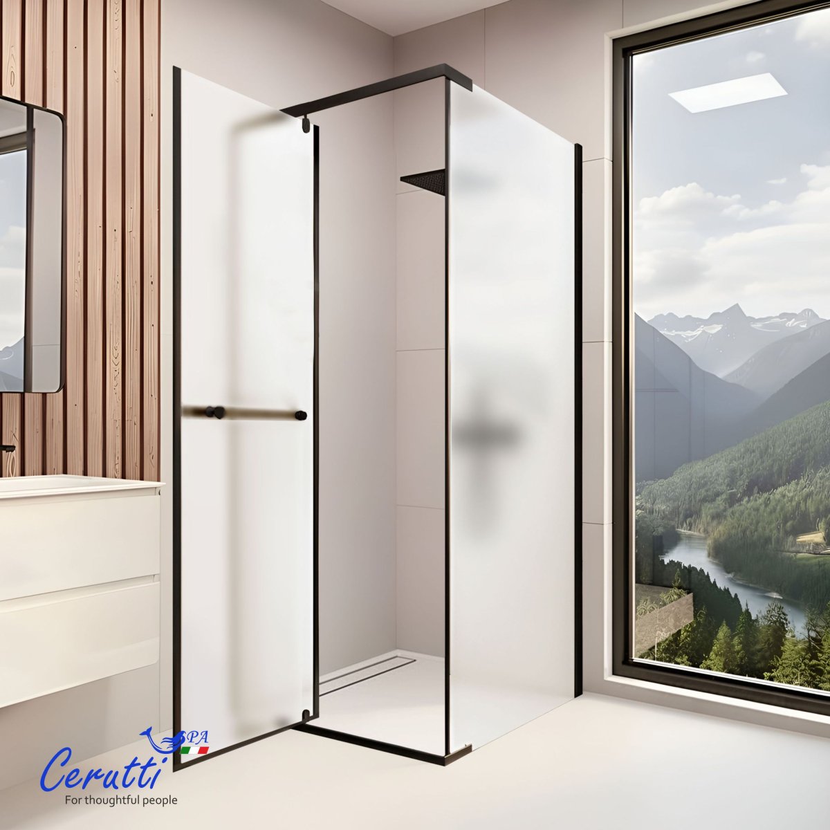 Душевое ограждение Cerutti SPA Ceruttispa MIMI ZQ91BF (90x90x195), без поддона, матовое стекло 6 мм