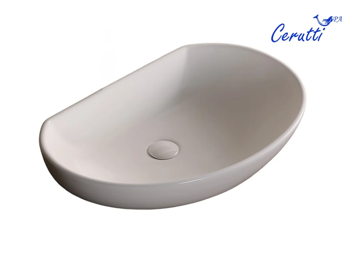 Раковина накладная Ceruttispa CR7074 асимметричная, белая, 61х41х16 см