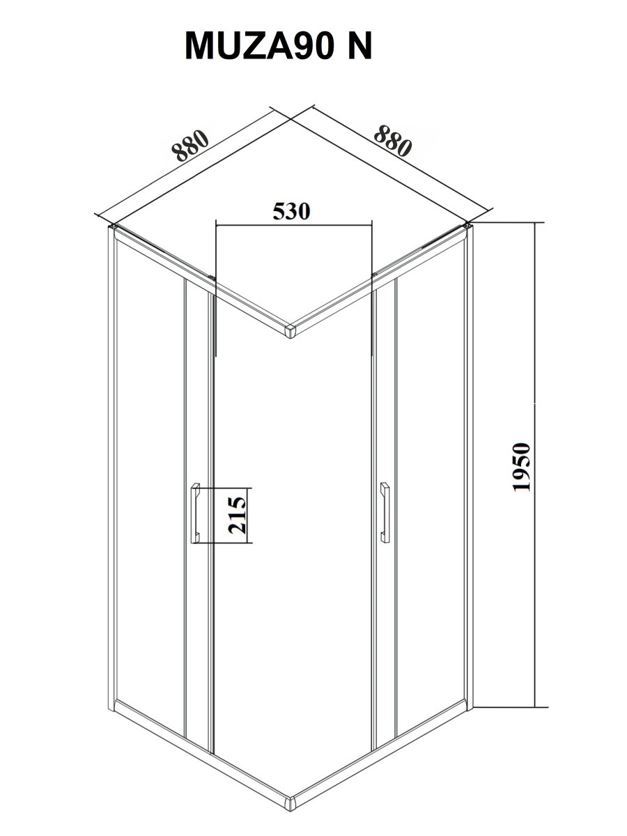 Душевое ограждение Cerutti SPA MUZA90N (90x90x195) без поддона