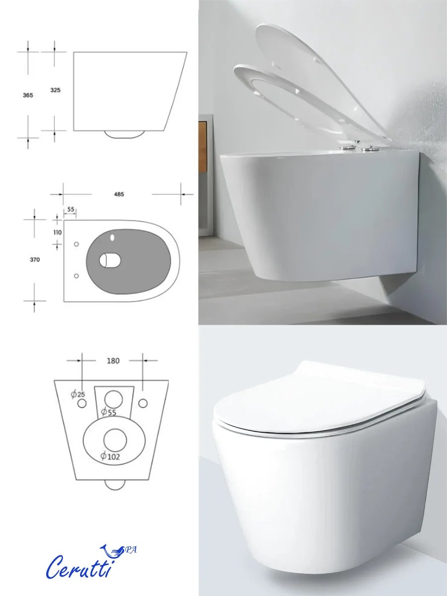 Унитаз подвесной Cerutti SPA LUIGI Aria Tornado безободковый, смыв торнадо