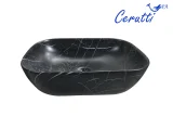 Раковина накладная Ceruttispa CR8215MMB мрамор матовый черный, 45,5х32х13,5 см