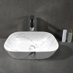 Раковина накладная Ceruttispa CR8215MMW матовый белый мрамор, 45,5х32х13,5 см