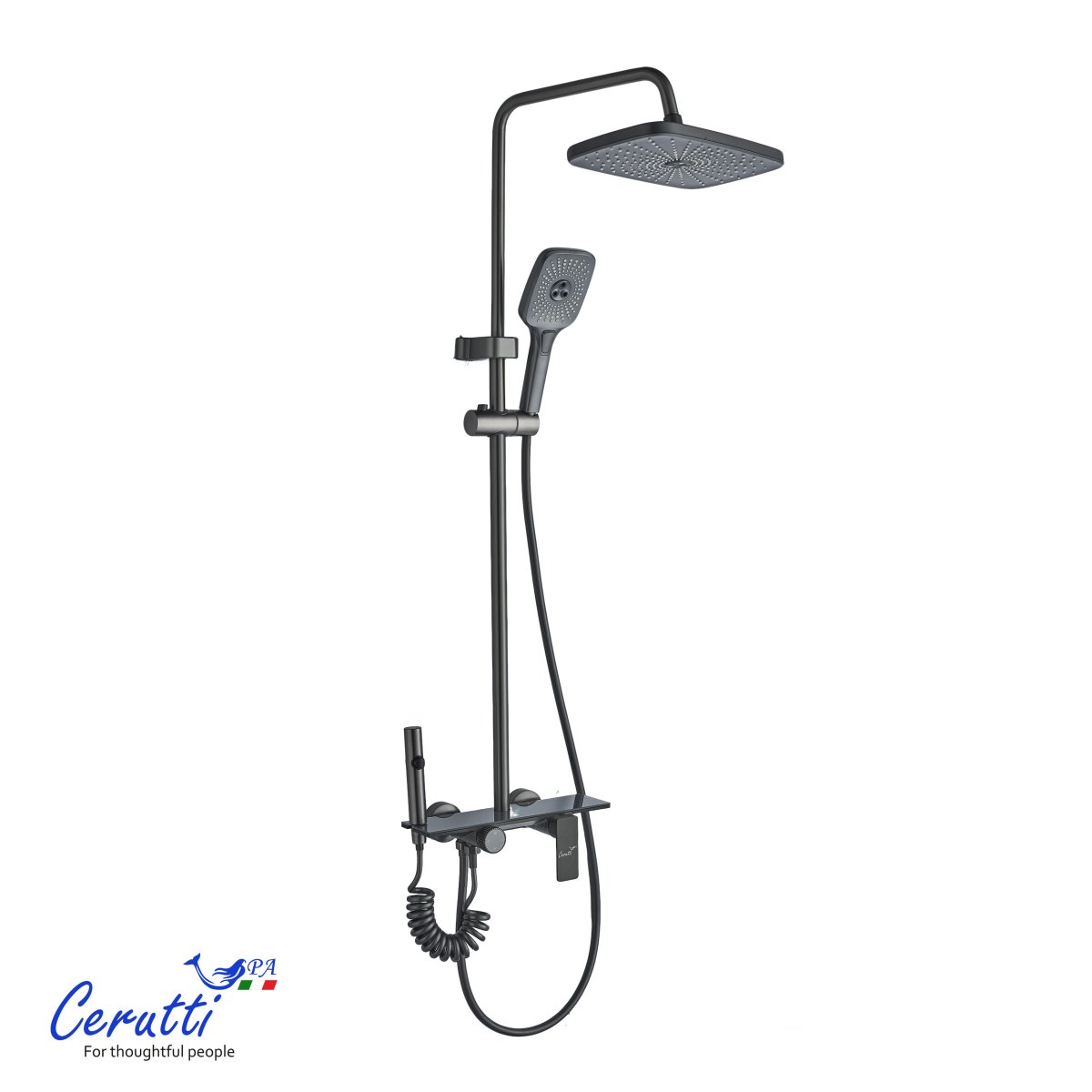 Душевая стойка Ceruttispa IVO цвет графит, 11356