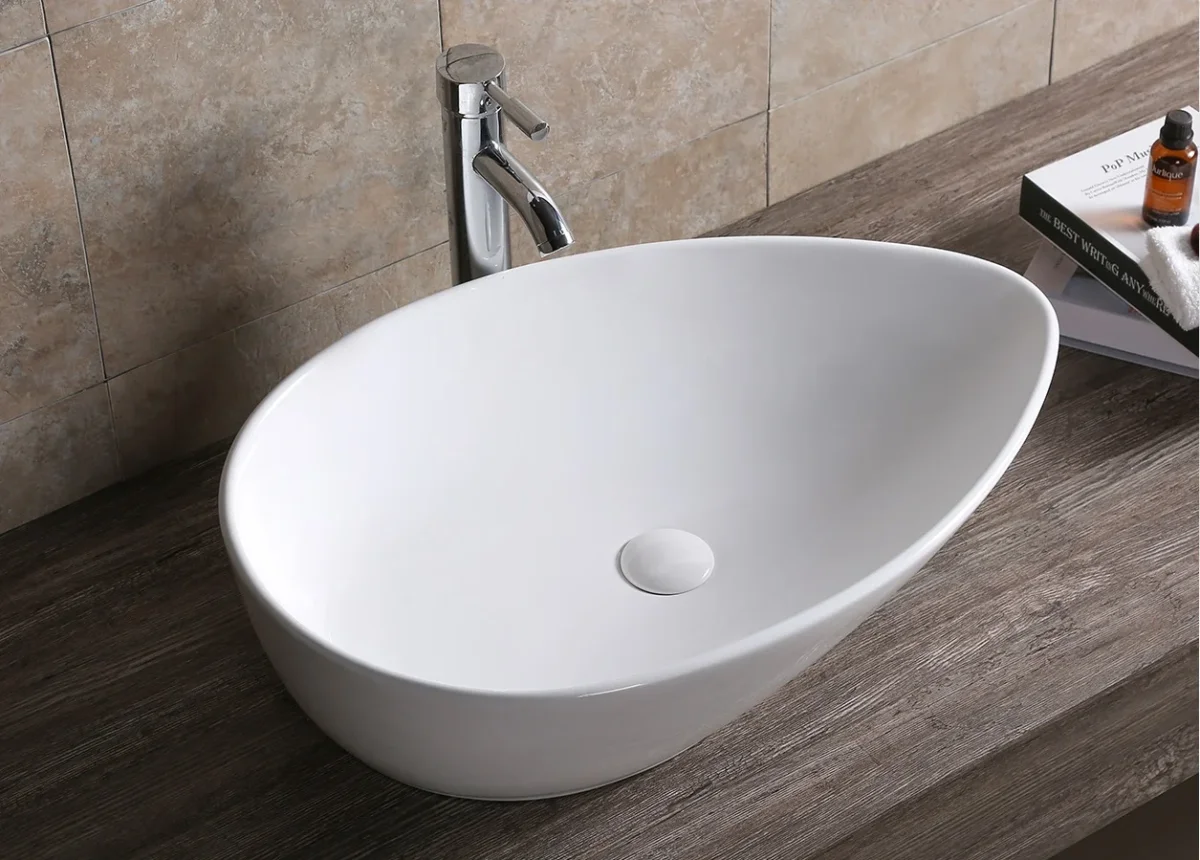 Раковина накладная Ceruttispa CR7030 каплевидная, высокая, белая, 66х44х16,5 см