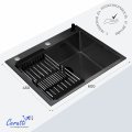 Мойка кухонная Ceruttispa ГЛОРИЯ (GLORIA) 6045B nano black (графит) из нержавеющей стали (600х450х220)