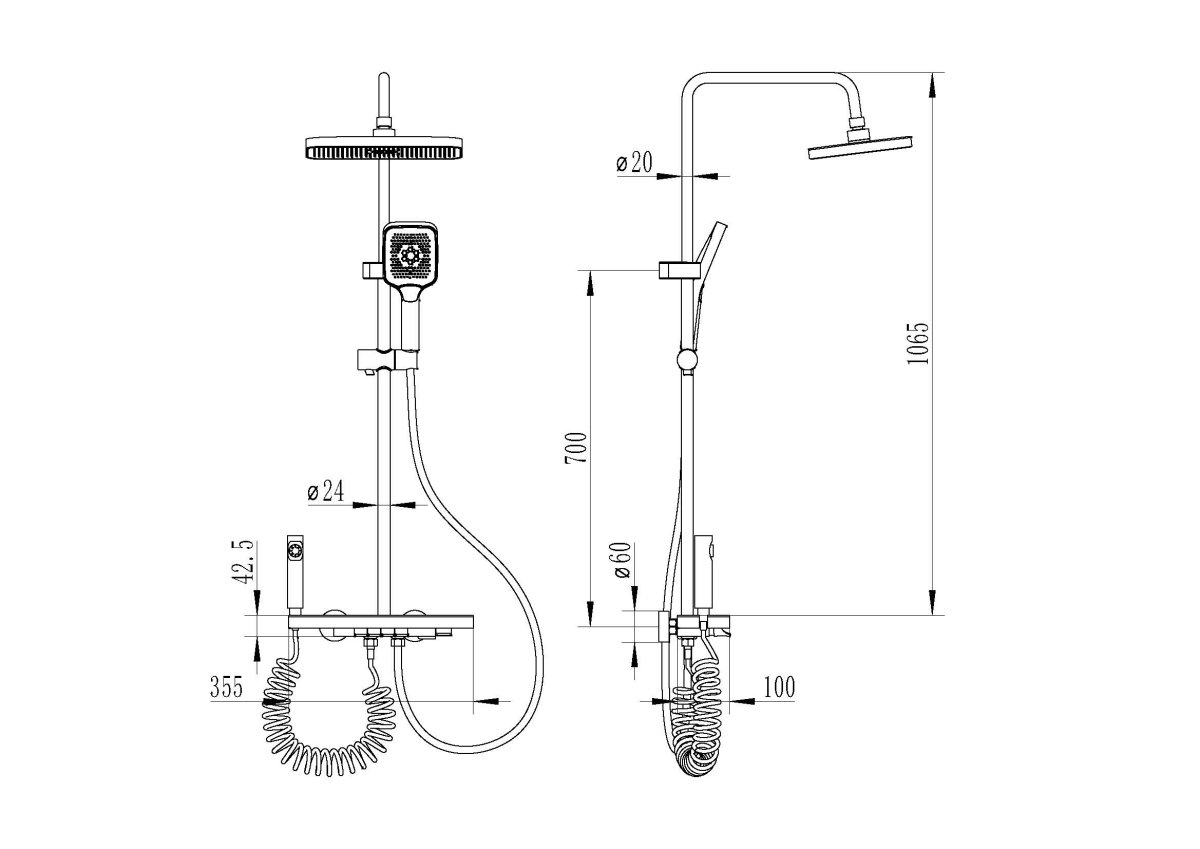 Душевая стойка Ceruttispa LORETO цвет графит, 11412
