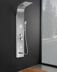 Душевая панель Ceruttispa TWIN BR CT9988 с гидромассажем, цвет матовая нержавеющая сталь, 150х22 см