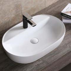 Раковина накладная Ceruttispa CR0074 овальная, белая, с отверстием под смеситель, 60х40х12 см