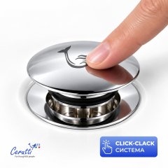 Донный клапан для раковин Ceruttispa CT1005S (66х78, G1 1/4) с клик-клак, хром