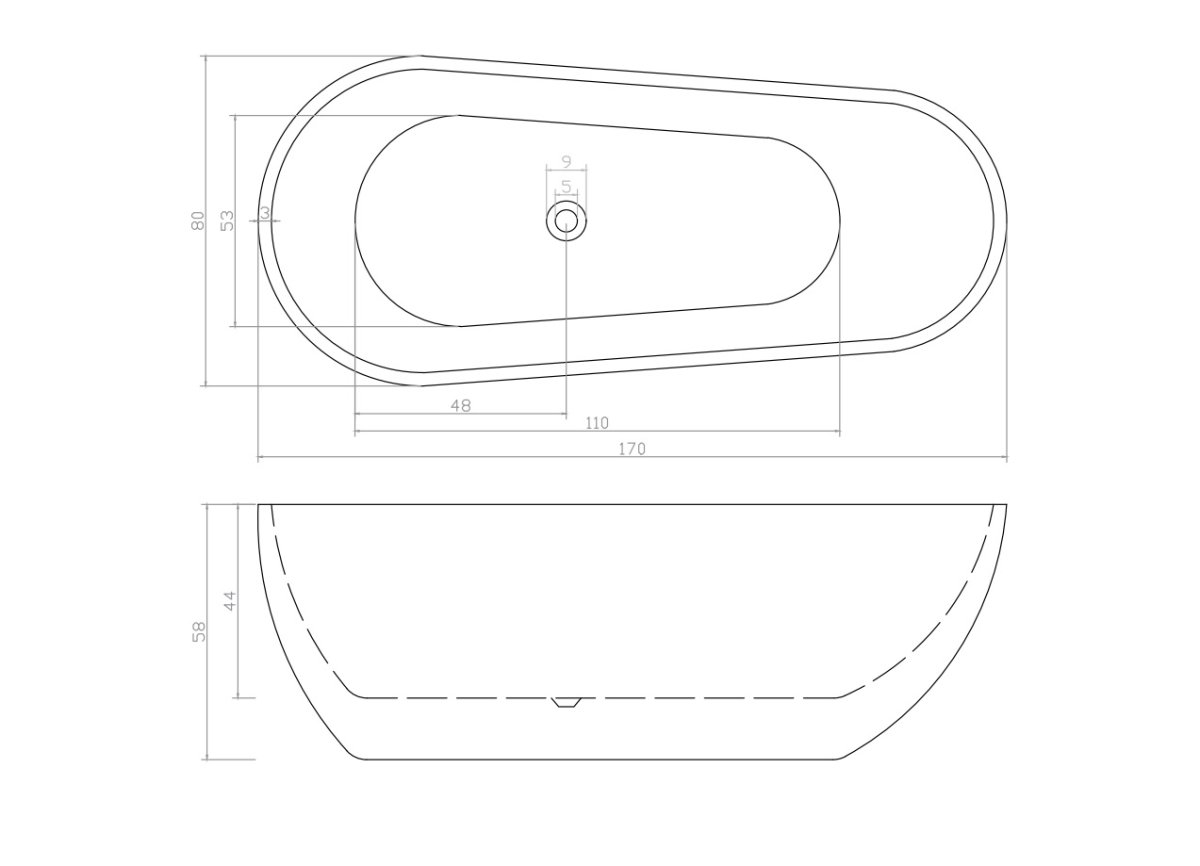 Отдельностоящая акриловая ванна Cerutti SPA Мими 170 (MiMi) CT9671 без гидромассажа