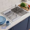 Мойка кухонная Ceruttispa ГЛОРИЯ (GLORIA) 5045 nano embos (матовый хром) из нержавеющей стали (500х450х220)