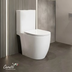 Унитаз компакт Ceruttispa Таддео (TADDEO Tornado) CT12035 безободковый с микролифтом и быстросъемным сиденьем